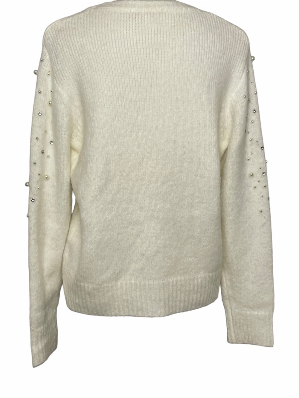 Philosophy Ivory Pearl & Rhinestone Embellished Knit Sweater Size L - Picture 4 of 7